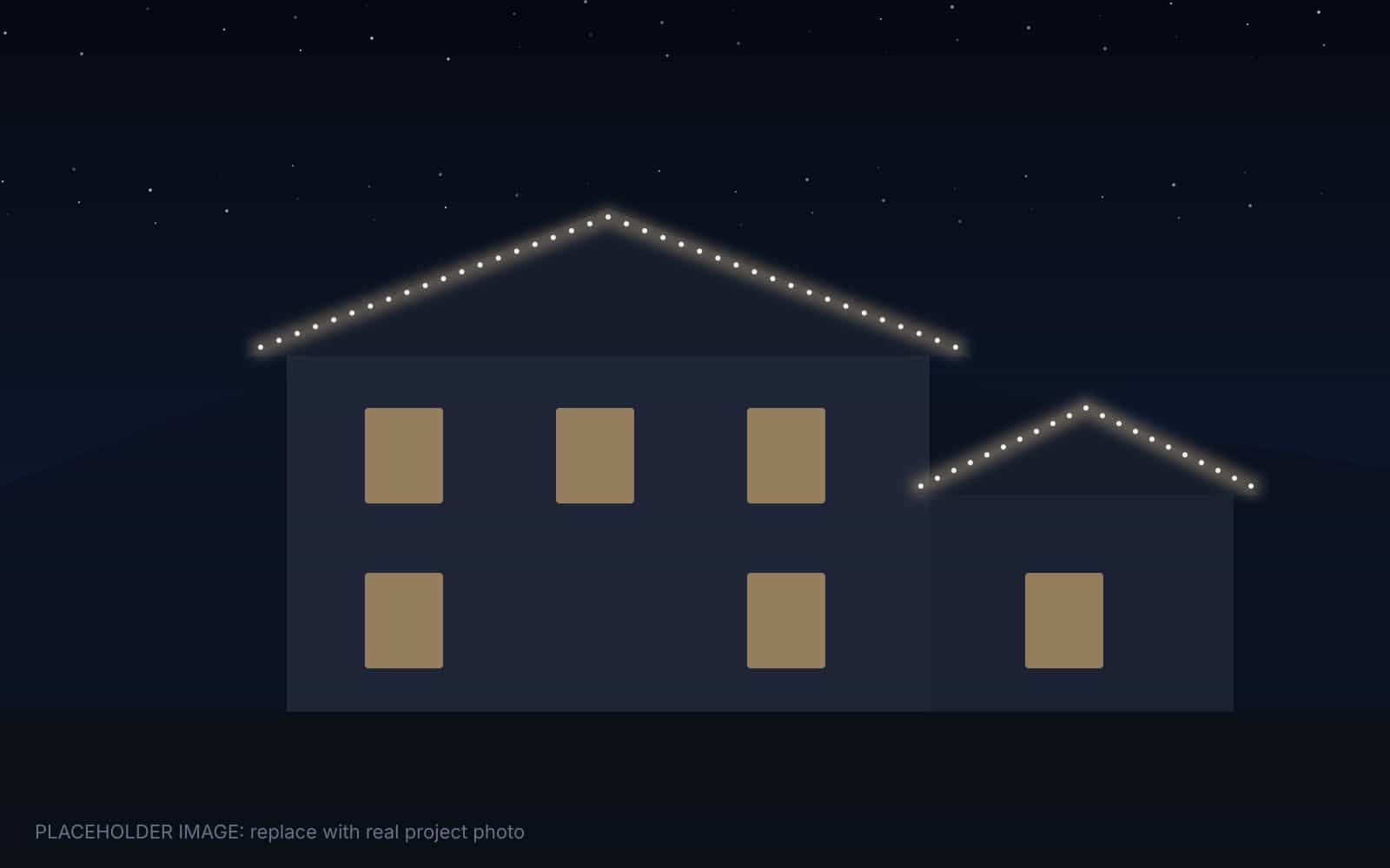 Newer two-story home in Los Lunas with permanent roofline lighting