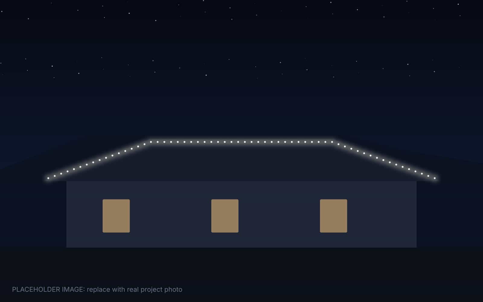 Albuquerque home entry and driveway lit with warm-white permanent security and accent lighting