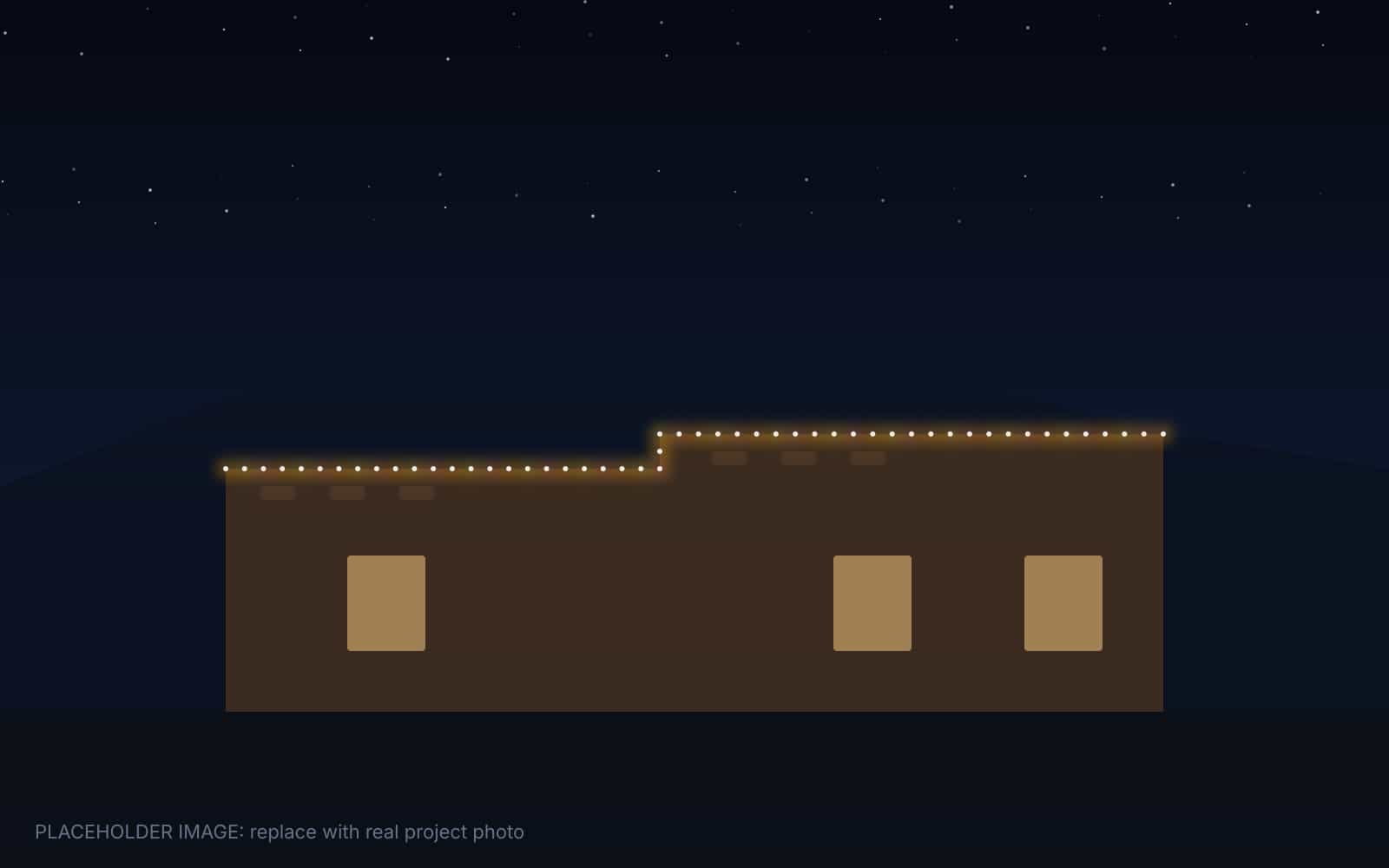 Albuquerque home with permanent lights set to a Luminaria & Farolito Season color scene